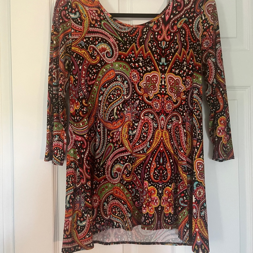 Salaam clothing reversible keyhole tunic paisley size M nwt